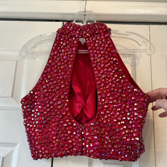 Sherri Hill Two Piece Ruby Prom Dress - Picture 6 of 15